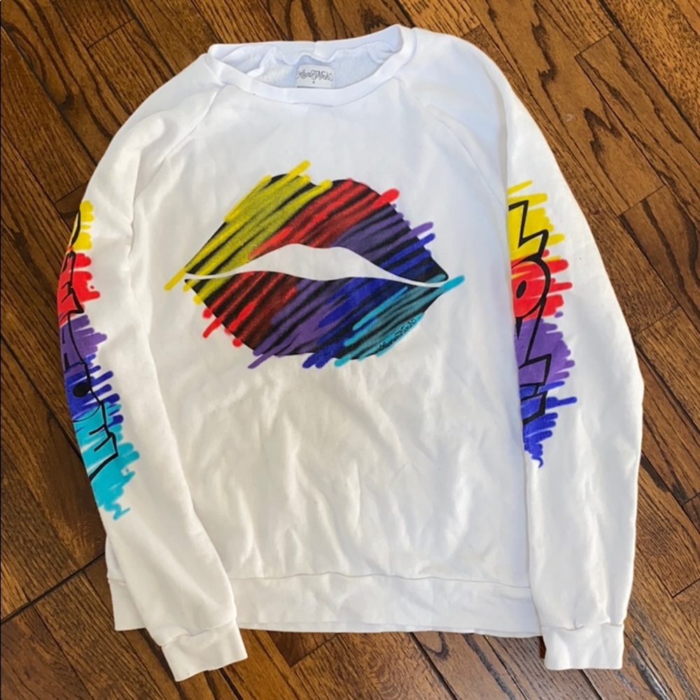 Lauren Moshi Graffiti Peace Love Pullover